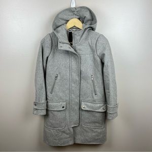 J.Crew Women's Wool Melton Duffle Coat Size 00 Petite Heather Dove Gray Winter